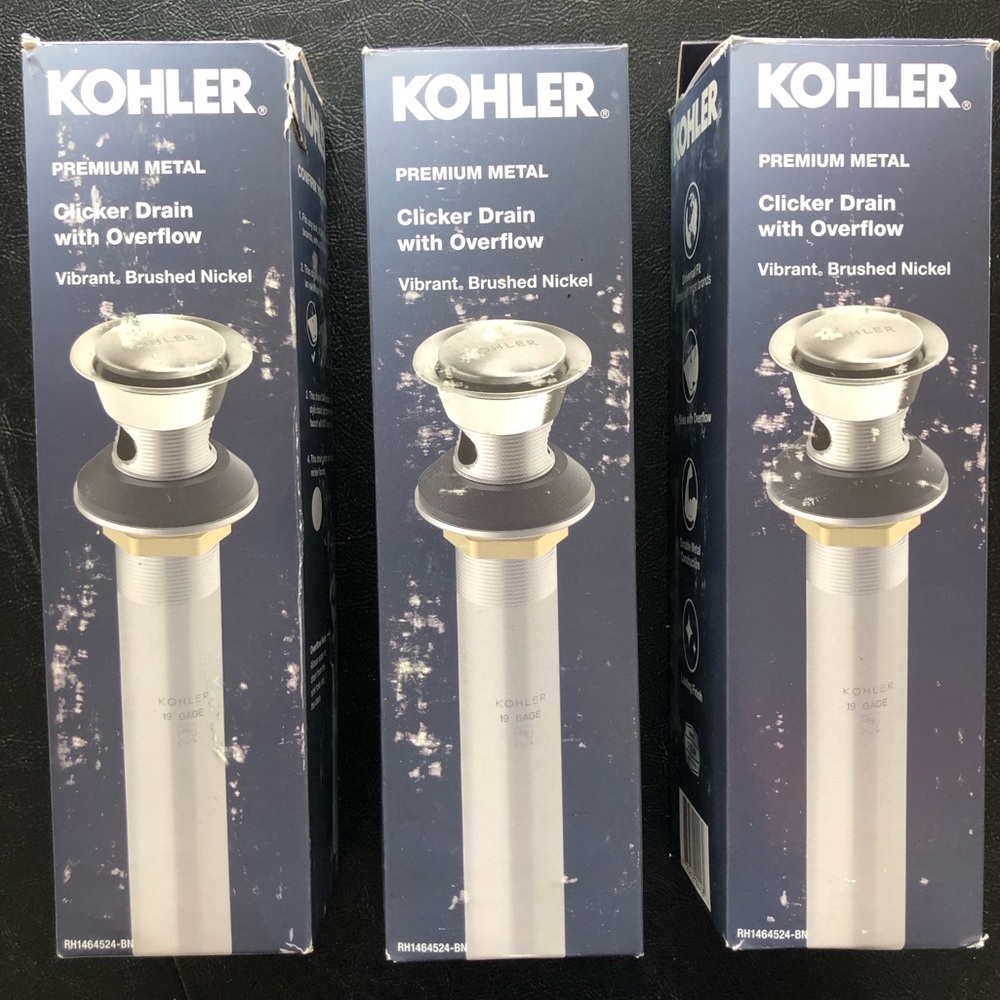 Kohler Vibrant Brushed Nickel Clicker Drain with Overflow - Brushed Nickel (3).